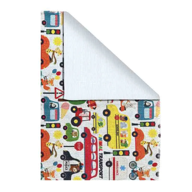 Mona B - Printed Animal Transport Kids Room Dhurrie Carpet Rug Runner Floor Mat for Living Room Bedroom: 2 X 3 Feet Multi Color (BR-307)