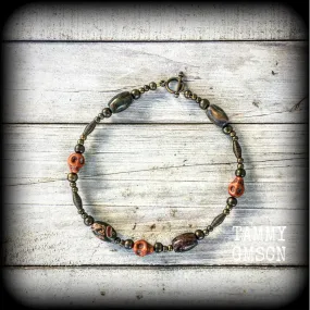 Papa Legba skull bracelet-Jasper bracelet-Voodoo jewelry