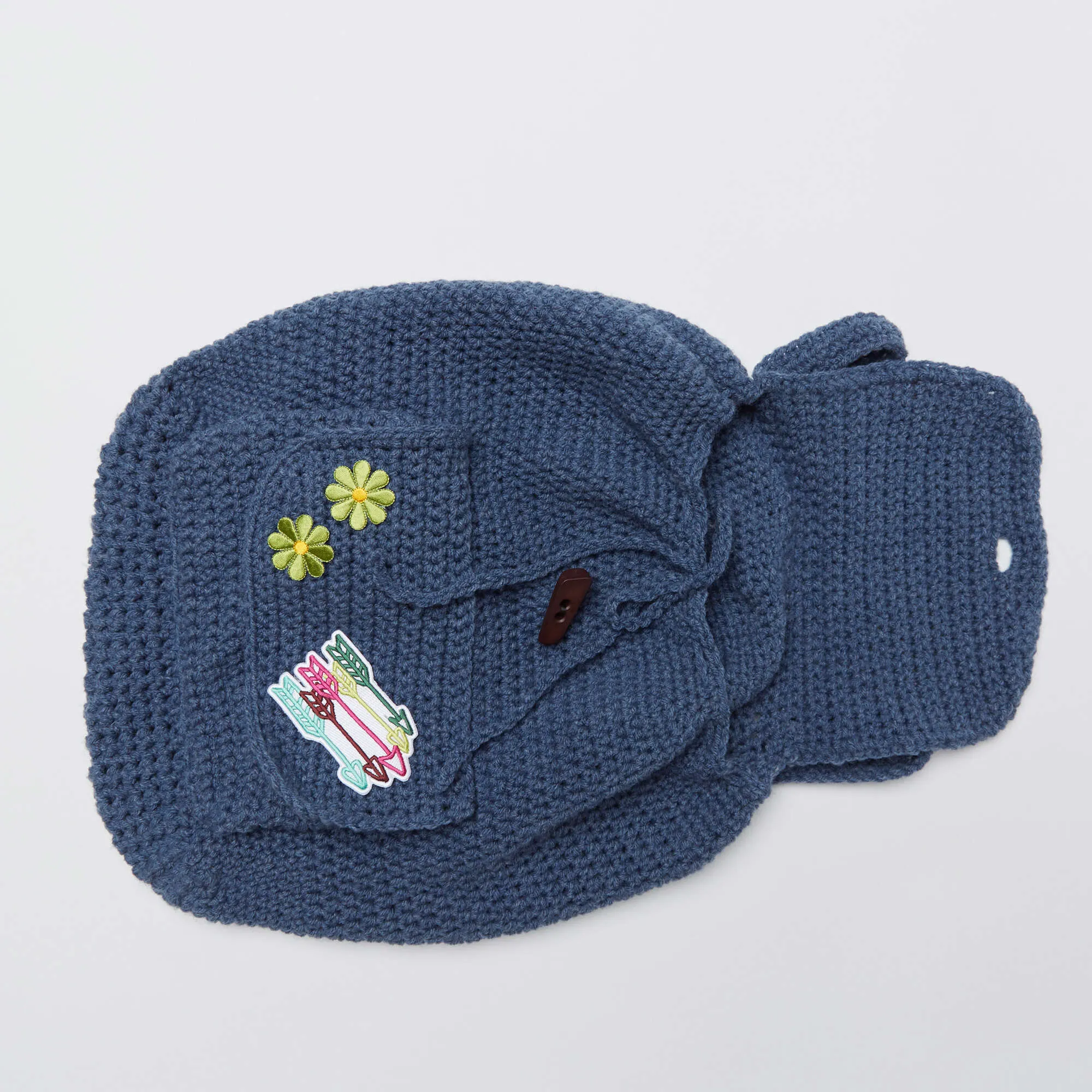 Red Heart Crochet Patch Backpack