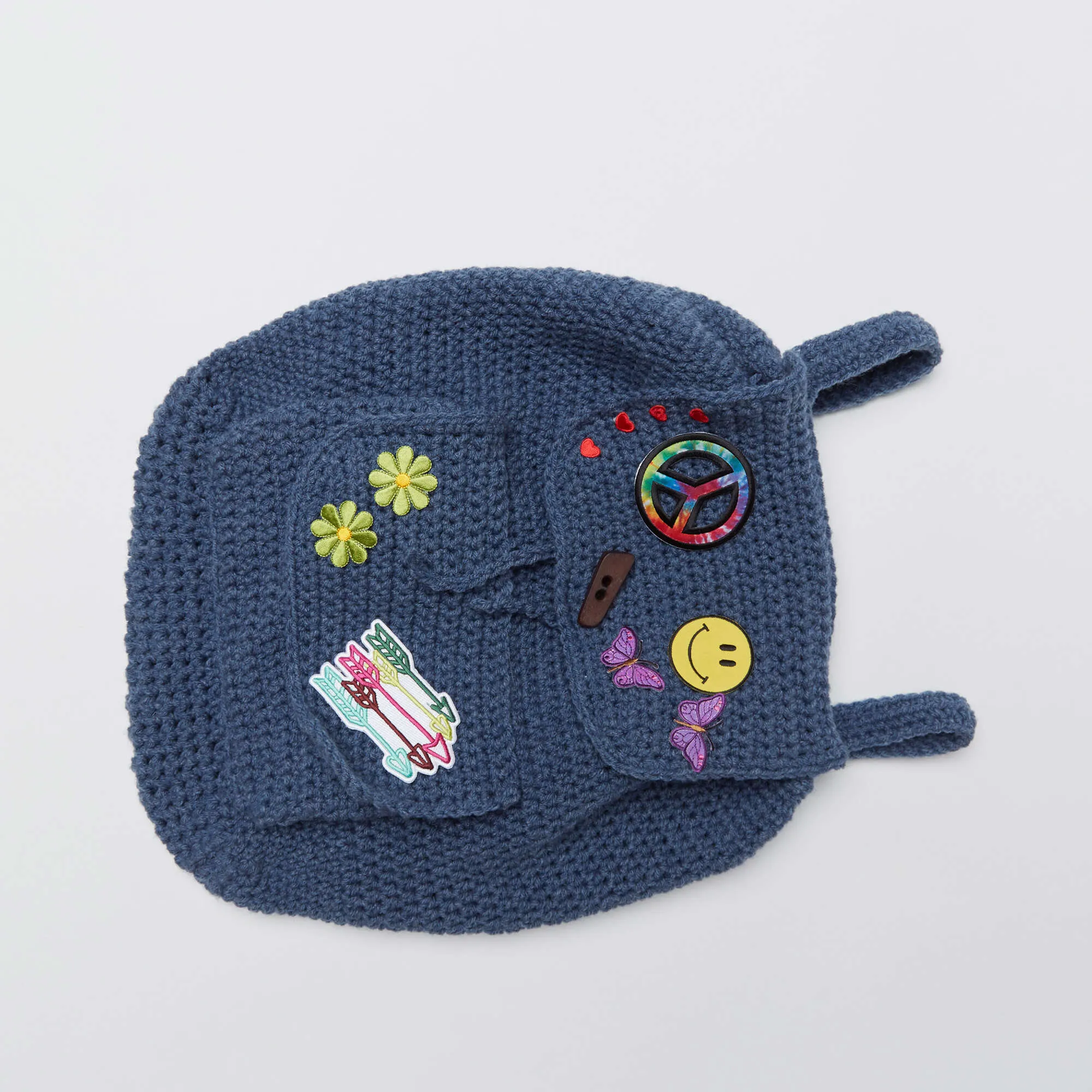 Red Heart Crochet Patch Backpack