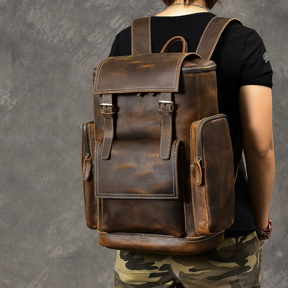 Retro Genuine Leather Men's Backpack