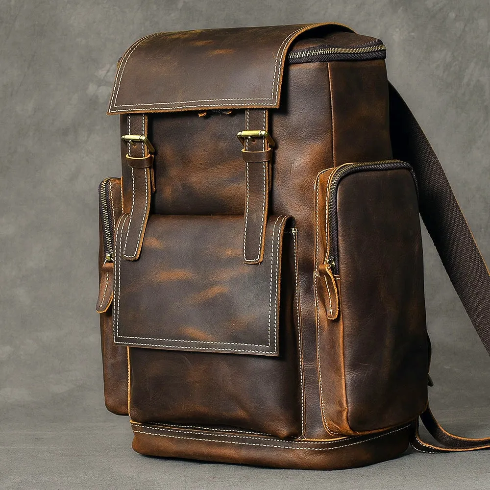 Retro Genuine Leather Men's Backpack