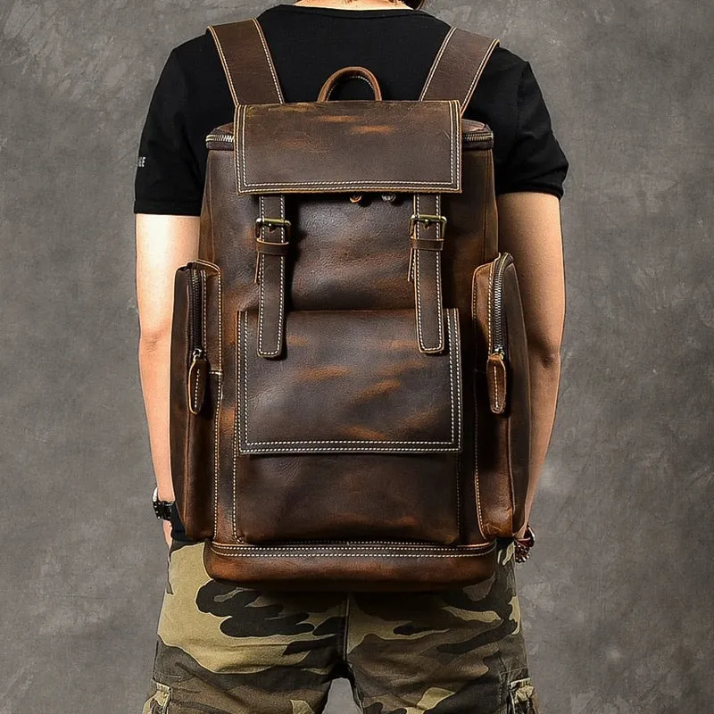 Retro Genuine Leather Men's Backpack