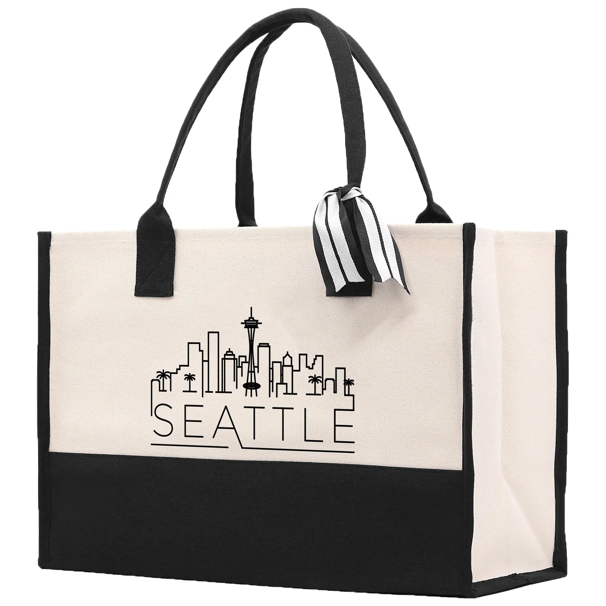 Seattle Canvas Tote Bag Travel Vacation Tote Employee and Client Gift Wedding Favor Birthday Welcome Tote Bag Bridesmaid Gift