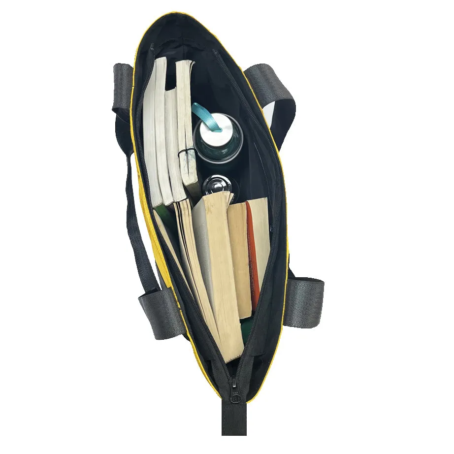 Surplus Yellow & Black Tote Bag in Cargo Belts and Car Seat Belts