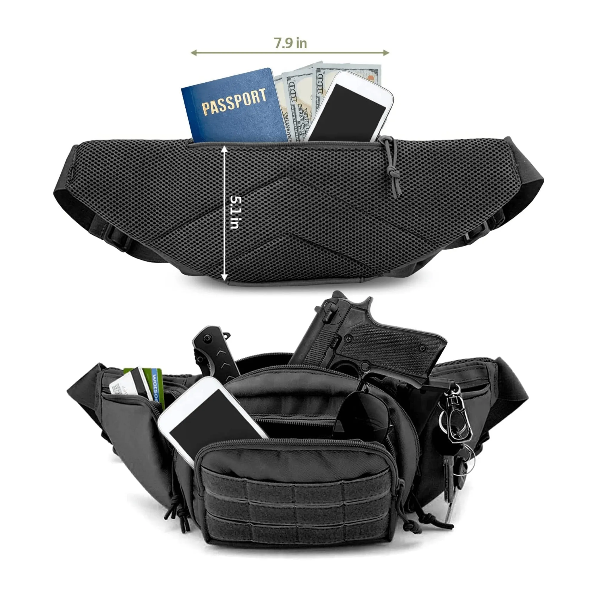 Tactical Military Fanny Pack Waist Bag & MOLLE EDC Pouch For Outdoor