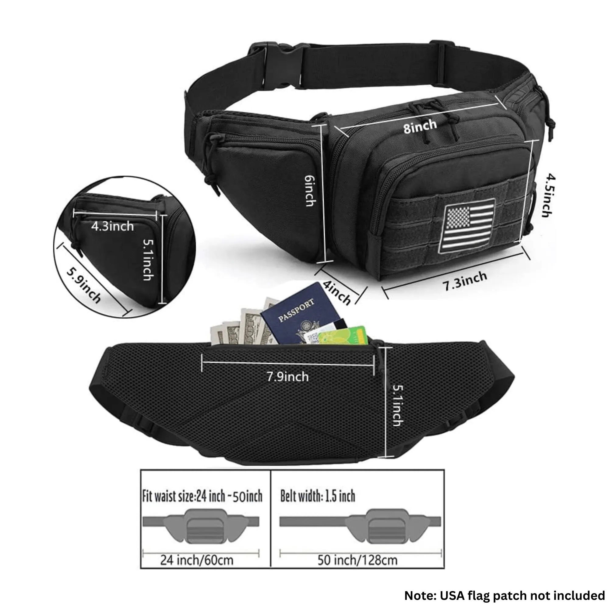 Tactical Military Fanny Pack Waist Bag & MOLLE EDC Pouch For Outdoor