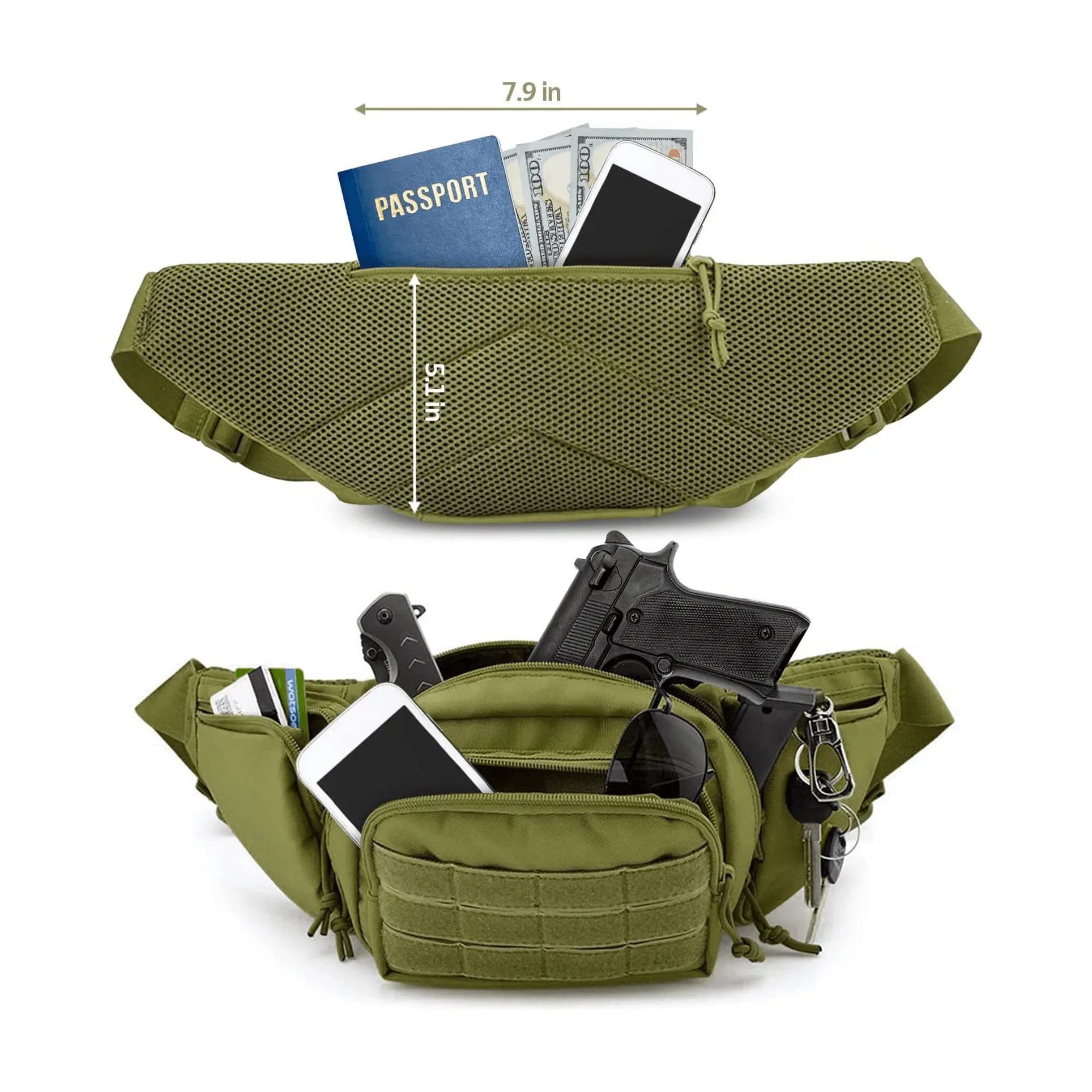 Tactical Military Fanny Pack Waist Bag & MOLLE EDC Pouch For Outdoor