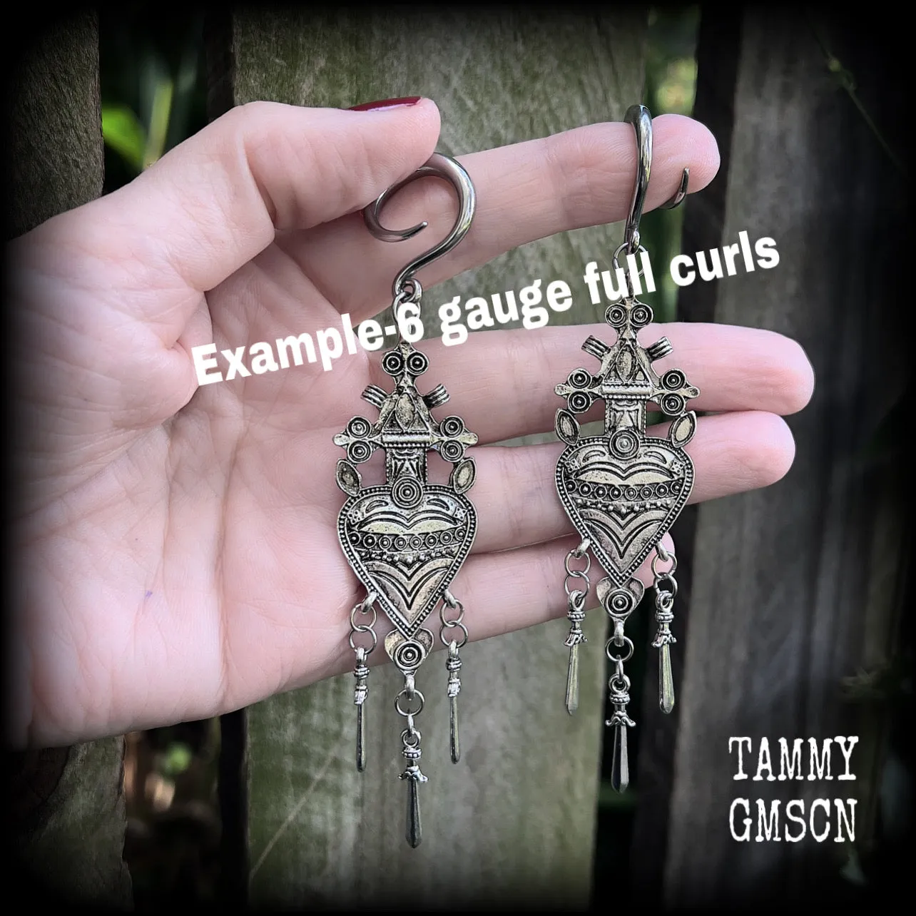 Three of Swords gauged earrings-Tarot card jewellery
