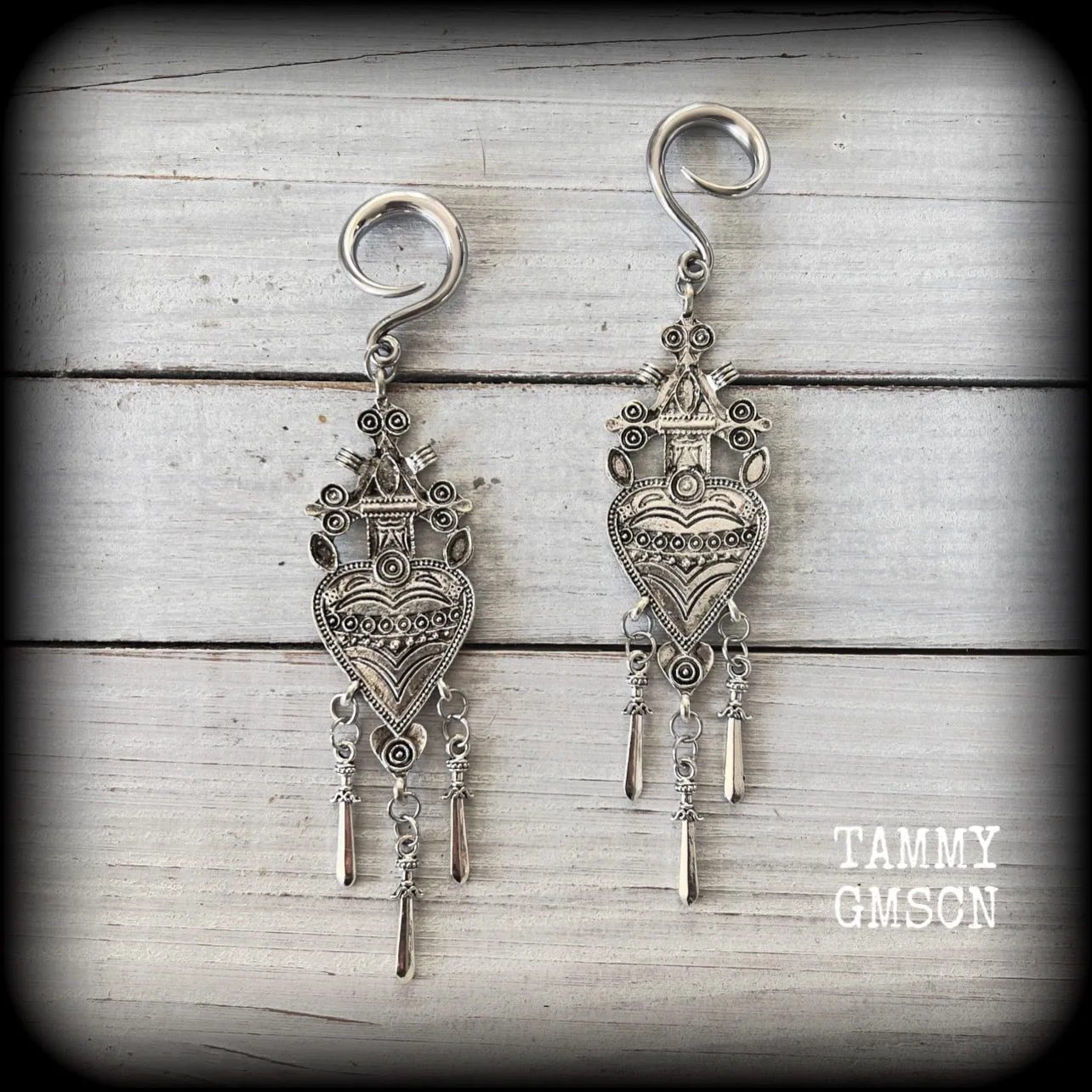 Three of Swords gauged earrings-Tarot card jewellery