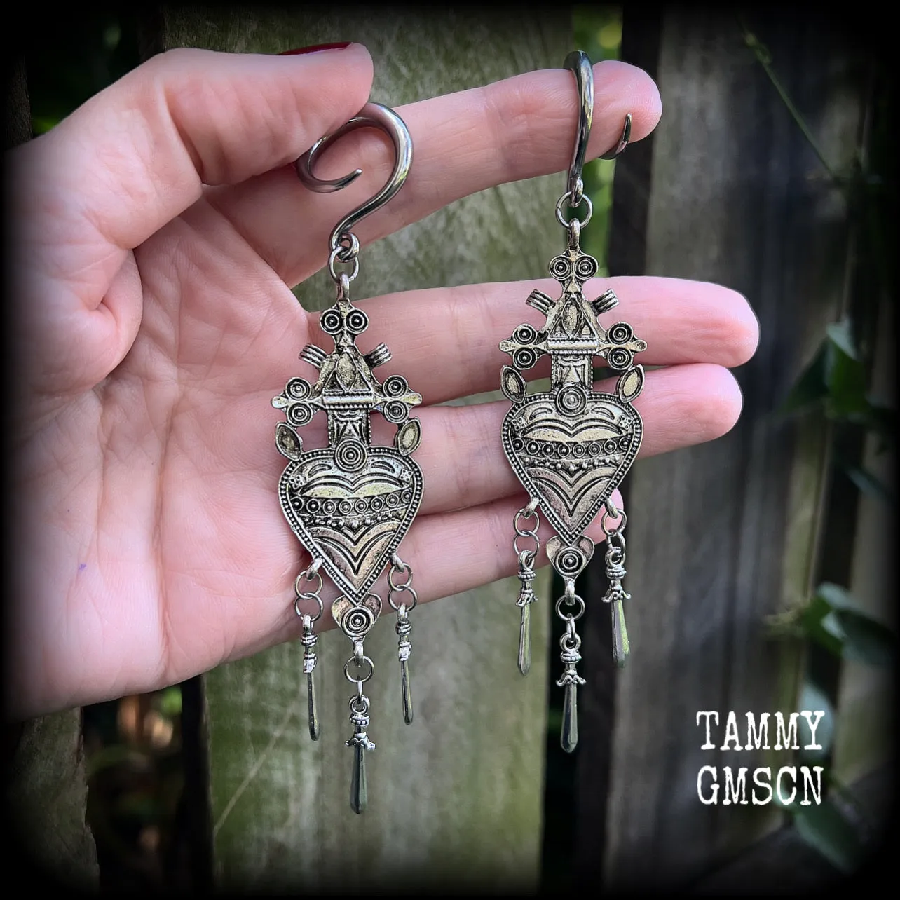 Three of Swords gauged earrings-Tarot card jewellery