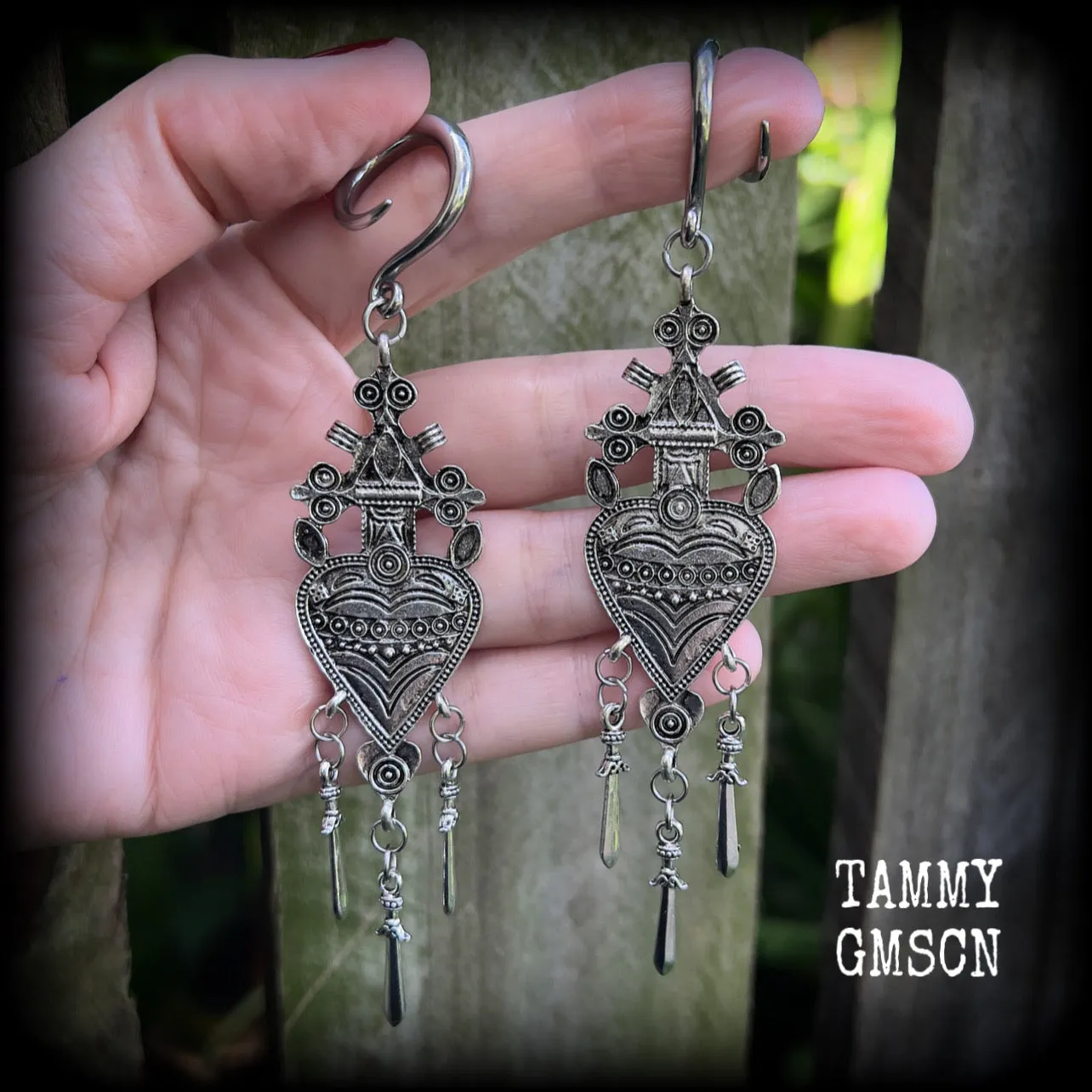 Three of Swords gauged earrings-Tarot card jewellery