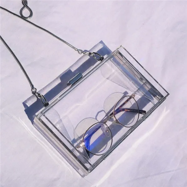 Transparent  & Colored Acrylic Clutch Purse Box Shoulder Bag Day Clutches