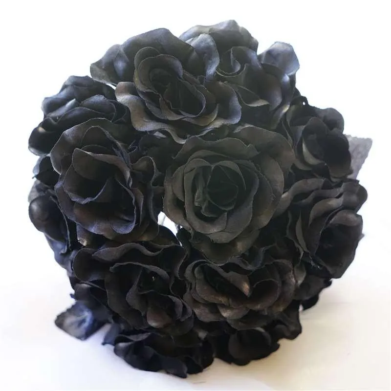 Velvet Rose Bouquet Artificial Flowers- Black
