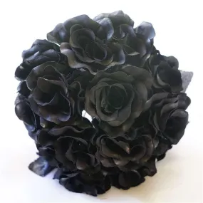 Velvet Rose Bouquet Artificial Flowers- Black