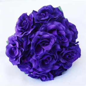 Velvet Rose Bouquet Artificial Flowers- Purple