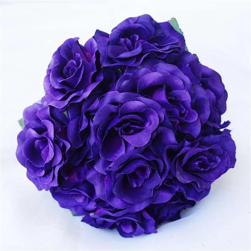 Velvet Rose Bouquet Artificial Flowers- Purple