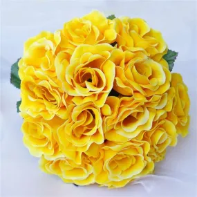 Velvet Rose Bouquet Artificial Flowers- Yellow