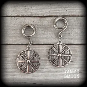 Viking compass ear weights-Vegvisir gauged earrings-Viking gauges