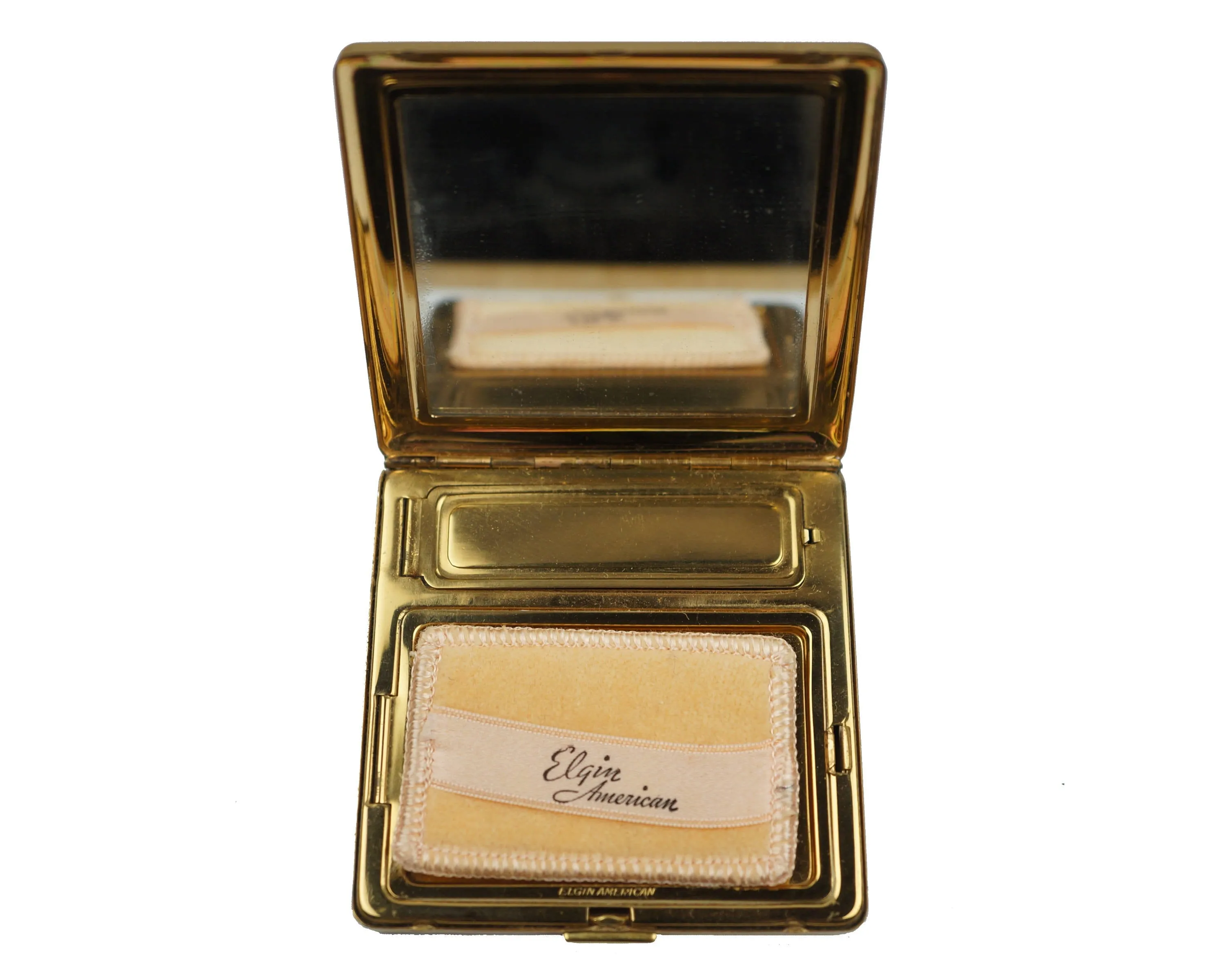 Vintage 1940s Elgin American Compact Powder and Rouge Red & Gold Excellent