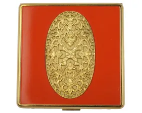 Vintage 1940s Elgin American Compact Powder and Rouge Red & Gold Excellent