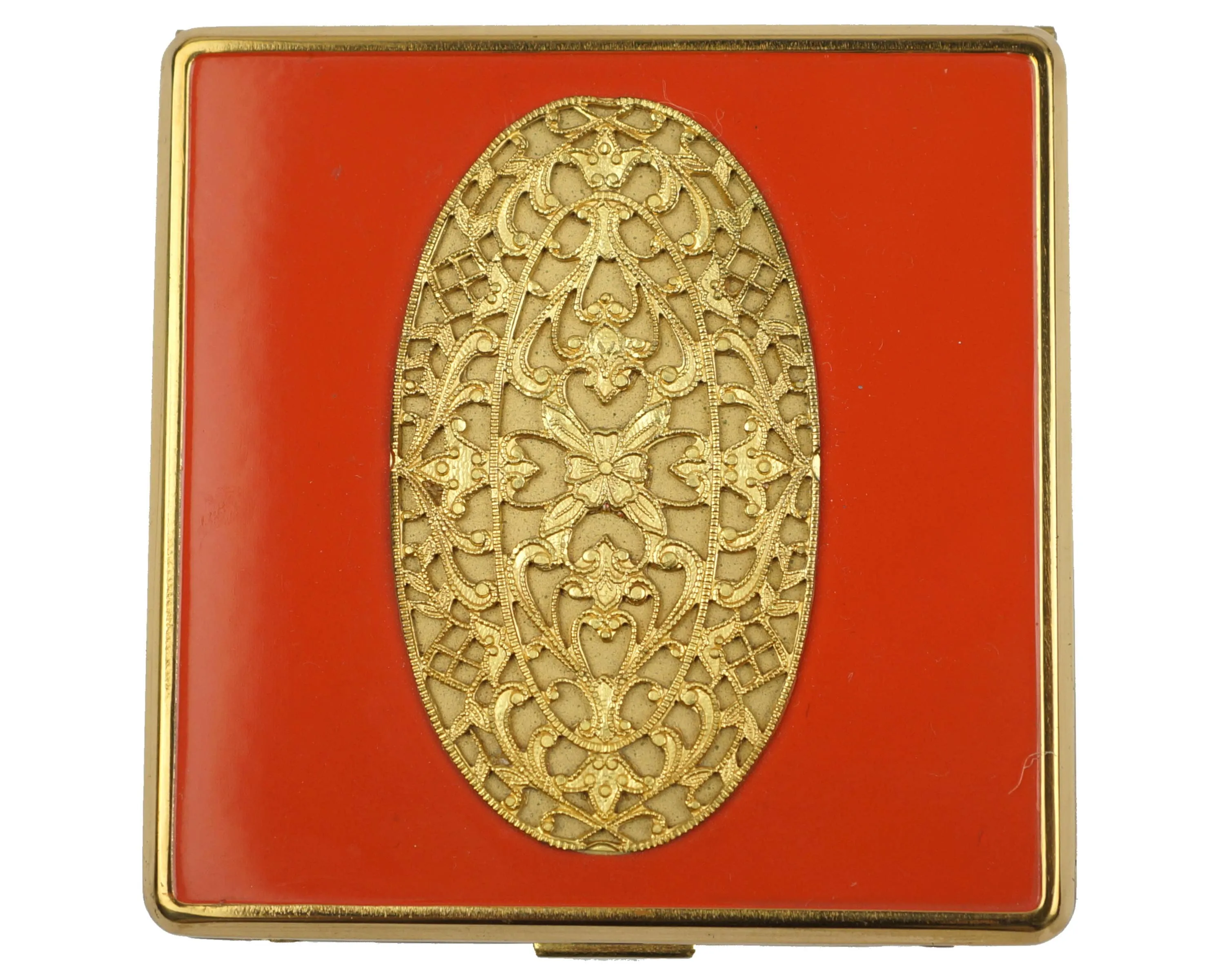 Vintage 1940s Elgin American Compact Powder and Rouge Red & Gold Excellent