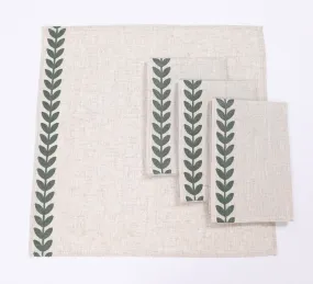 XD19203- Cute Leaves Crewel Embroidered Napkins 20 by 20-Inch, Pine